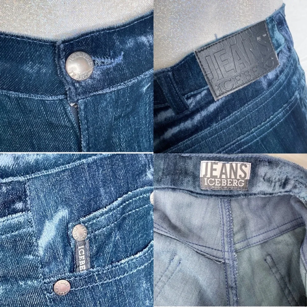 Iceberg Jeans Vintage Y2K Blue Velvet Velour Suit Blazer Pant Set 29 40 Italy - Picture 16 of 16